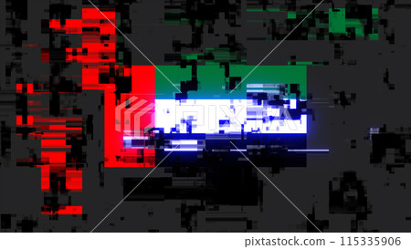3D rendering flag UAE with screen effects of technological glitches 3D rendering flag UAE with screen effects of technological glitches 115335906