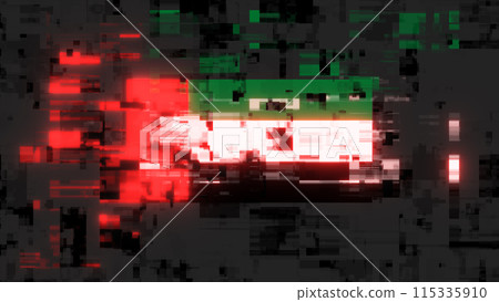 3D rendering flag UAE with screen effects of technological glitches 3D rendering flag UAE with screen effects of technological glitches 115335910