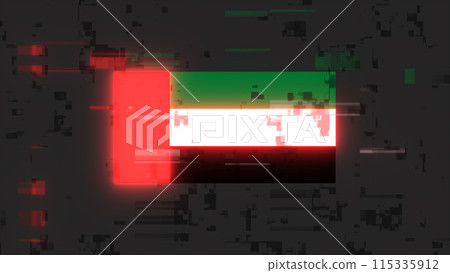 3D rendering flag UAE with screen effects of technological glitches 3D rendering flag UAE with screen effects of technological glitches 115335912