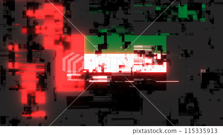 3D rendering flag UAE with screen effects of technological glitches 3D rendering flag UAE with screen effects of technological glitches 115335913