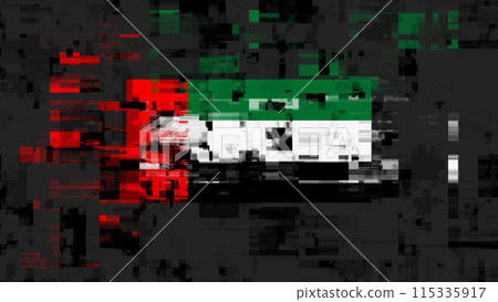 3D rendering flag UAE with screen effects of technological glitches 3D rendering flag UAE with screen effects of technological glitches 115335917