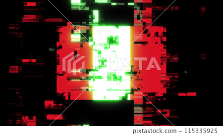 3D rendering flag Peru with screen effects of technological glitches 115335925