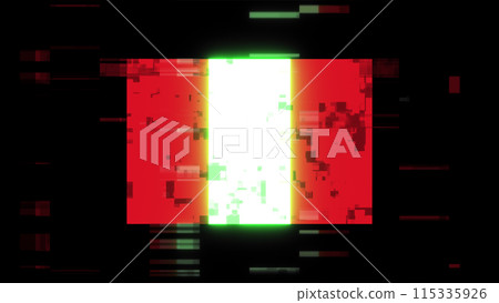 3D rendering flag Peru with screen effects of technological glitches 115335926
