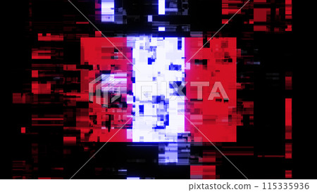 3D rendering flag Peru with screen effects of technological glitches 115335936