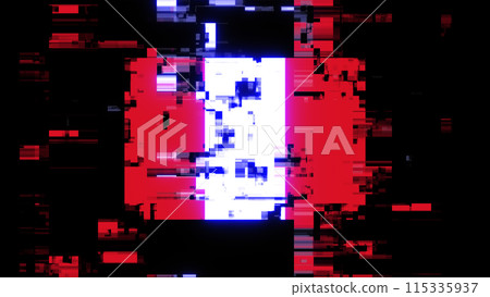 3D rendering flag Peru with screen effects of technological glitches 115335937