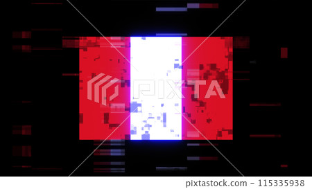 3D rendering flag Peru with screen effects of technological glitches 115335938