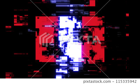 3D rendering flag Peru with screen effects of technological glitches 115335942