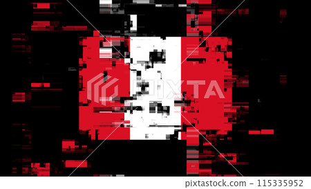 3D rendering flag Peru with screen effects of technological glitches 115335952