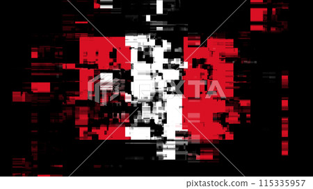 3D rendering flag Peru with screen effects of technological glitches 115335957