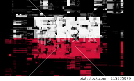 3D rendering flag Poland with screen effects of technological glitches 3D rendering flag Poland with screen effects of technological glitches 115335979