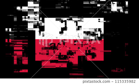 3D rendering flag Poland with screen effects of technological glitches 115335982