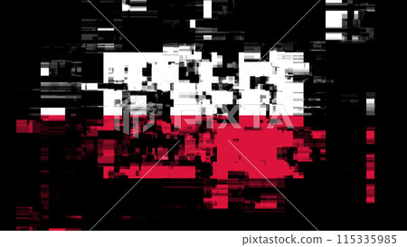 3D rendering flag Poland with screen effects of technological glitches 3D rendering flag Poland with screen effects of technological glitches 115335985