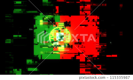 3D rendering flag Portugal with screen effects of technological glitches 3D rendering flag Portugal with screen effects of technological glitches 115335987