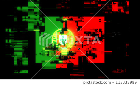 3D rendering flag Portugal with screen effects of technological glitches 3D rendering flag Portugal with screen effects of technological glitches 115335989
