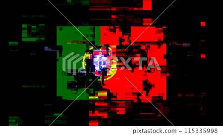 3D rendering flag Portugal with screen effects of technological glitches 3D rendering flag Portugal with screen effects of technological glitches 115335998