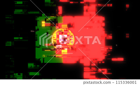 3D rendering flag Portugal with screen effects of technological glitches 3D rendering flag Portugal with screen effects of technological glitches 115336001