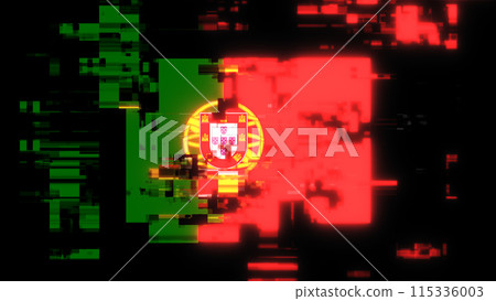3D rendering flag Portugal with screen effects of technological glitches 3D rendering flag Portugal with screen effects of technological glitches 115336003