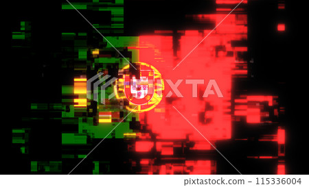 3D rendering flag Portugal with screen effects of technological glitches 3D rendering flag Portugal with screen effects of technological glitches 115336004