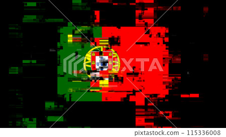 3D rendering flag Portugal with screen effects of technological glitches 3D rendering flag Portugal with screen effects of technological glitches 115336008