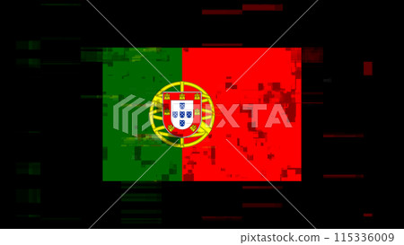 3D rendering flag Portugal with screen effects of technological glitches 3D rendering flag Portugal with screen effects of technological glitches 115336009