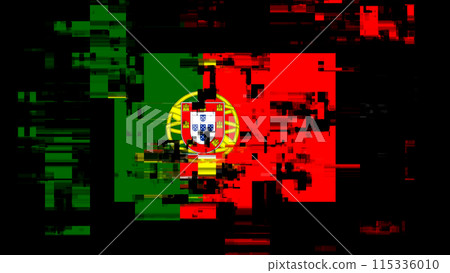 3D rendering flag Portugal with screen effects of technological glitches 3D rendering flag Portugal with screen effects of technological glitches 115336010