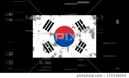 3D rendering flag Republic of Korea with screen effects of technological glitches 115336054