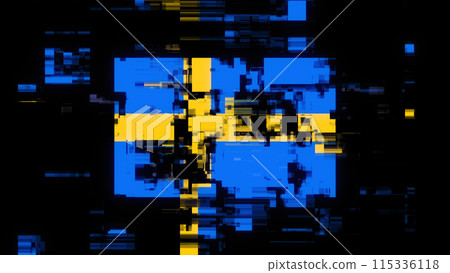 3D rendering flag Sweden with screen effects of technological glitches 115336118