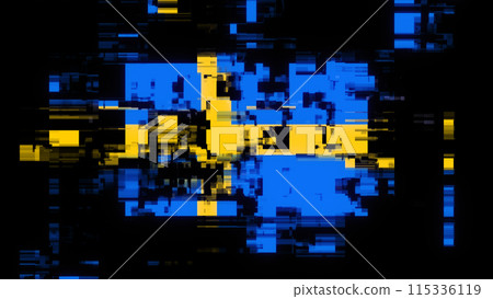 3D rendering flag Sweden with screen effects of technological glitches 3D rendering flag Sweden with screen effects of technological glitches 115336119
