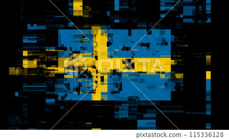 3D rendering flag Sweden with screen effects of technological glitches 3D rendering flag Sweden with screen effects of technological glitches 115336128