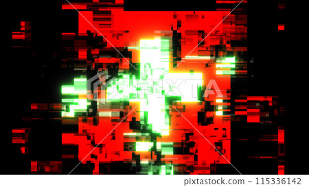 3D rendering flag Switzerland with screen effects of technological glitches 115336142