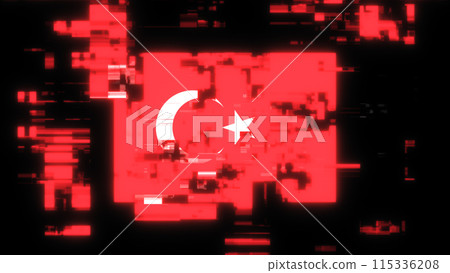 3D rendering flag Turkey with screen effects of technological glitches 3D rendering flag Turkey with screen effects of technological glitches 115336208