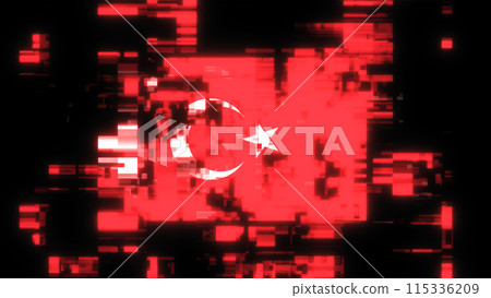 3D rendering flag Turkey with screen effects of technological glitches 3D rendering flag Turkey with screen effects of technological glitches 115336209