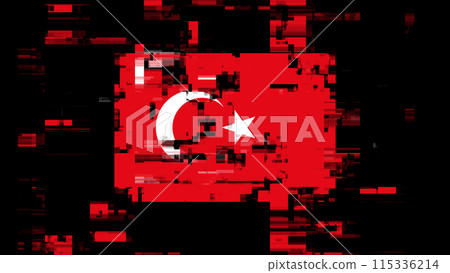 3D rendering flag Turkey with screen effects of technological glitches 3D rendering flag Turkey with screen effects of technological glitches 115336214