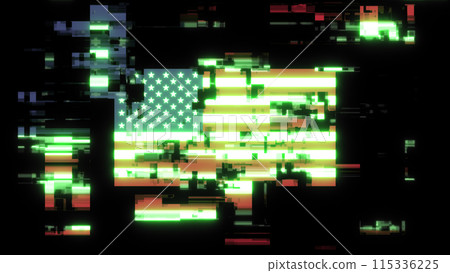 3D rendering flag USA with screen effects of technological glitches 3D rendering flag USA with screen effects of technological glitches 115336225