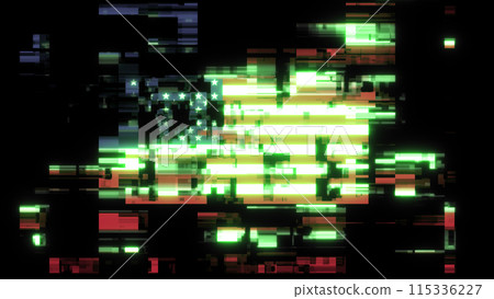 3D rendering flag USA with screen effects of technological glitches 3D rendering flag USA with screen effects of technological glitches 115336227