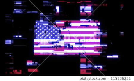 3D rendering flag USA with screen effects of technological glitches 3D rendering flag USA with screen effects of technological glitches 115336231