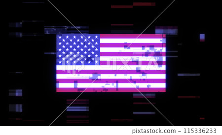 3D rendering flag USA with screen effects of technological glitches 3D rendering flag USA with screen effects of technological glitches 115336233
