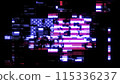 3D rendering flag USA with screen effects of technological glitches 115336237