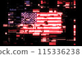 3D rendering flag USA with screen effects of technological glitches 115336238