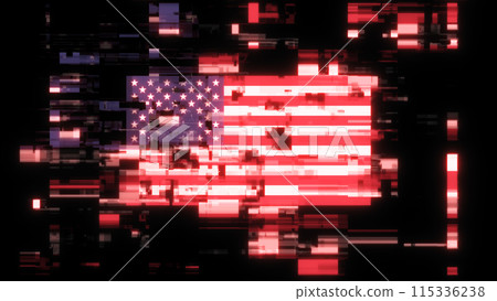 3D rendering flag USA with screen effects of technological glitches 3D rendering flag USA with screen effects of technological glitches 115336238
