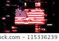 3D rendering flag USA with screen effects of technological glitches 115336239