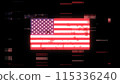 3D rendering flag USA with screen effects of technological glitches 115336240