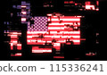 3D rendering flag USA with screen effects of technological glitches 115336241