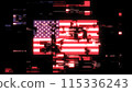 3D rendering flag USA with screen effects of technological glitches 115336243