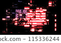 3D rendering flag USA with screen effects of technological glitches 115336244
