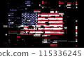 3D rendering flag USA with screen effects of technological glitches 115336245