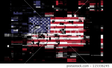 3D rendering flag USA with screen effects of technological glitches 3D rendering flag USA with screen effects of technological glitches 115336245