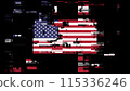 3D rendering flag USA with screen effects of technological glitches 115336246