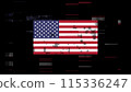 3D rendering flag USA with screen effects of technological glitches 115336247