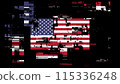 3D rendering flag USA with screen effects of technological glitches 115336248